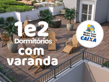 Apartamentos de 1 e 2 dormitrios com varanda