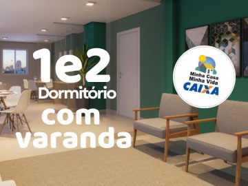 Apartamentos de 1 e 2 dormitrios com varanda
