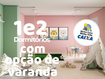 Apartamentos de 1 e 2 dormitrios com opo de varanda